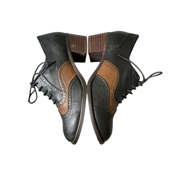 Jeffrey Campbell Vintage Williams Black/Brown Wingtip Oxford Heels Size 8.5 - Picture 6 of 11